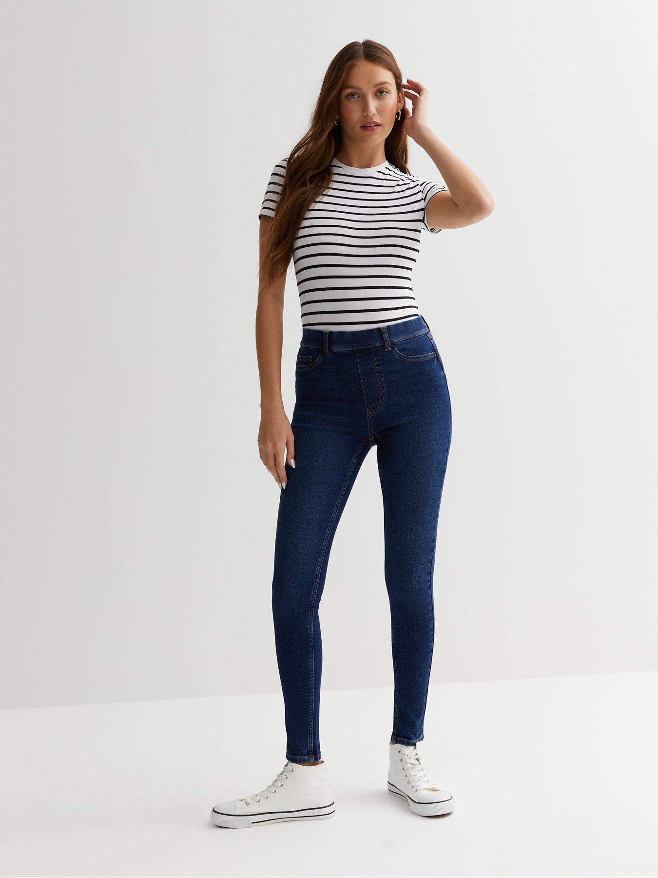 Blue mid rise bum sculpt jeggings