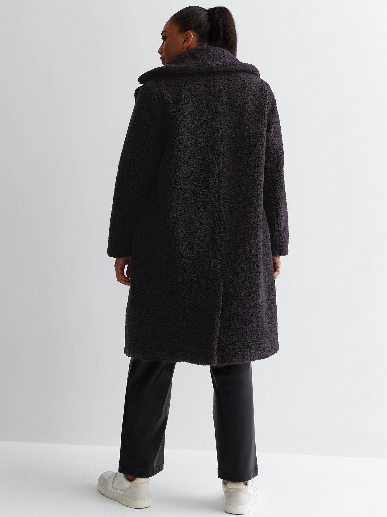 Black longline teddy outlet coat