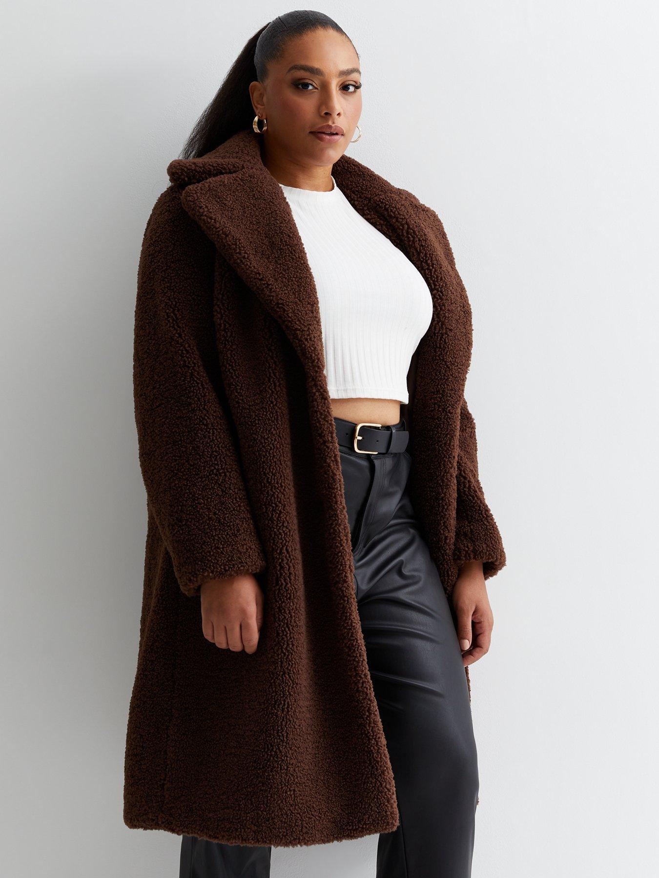 New look teddy faux fur bomber jacket hot sale in rust