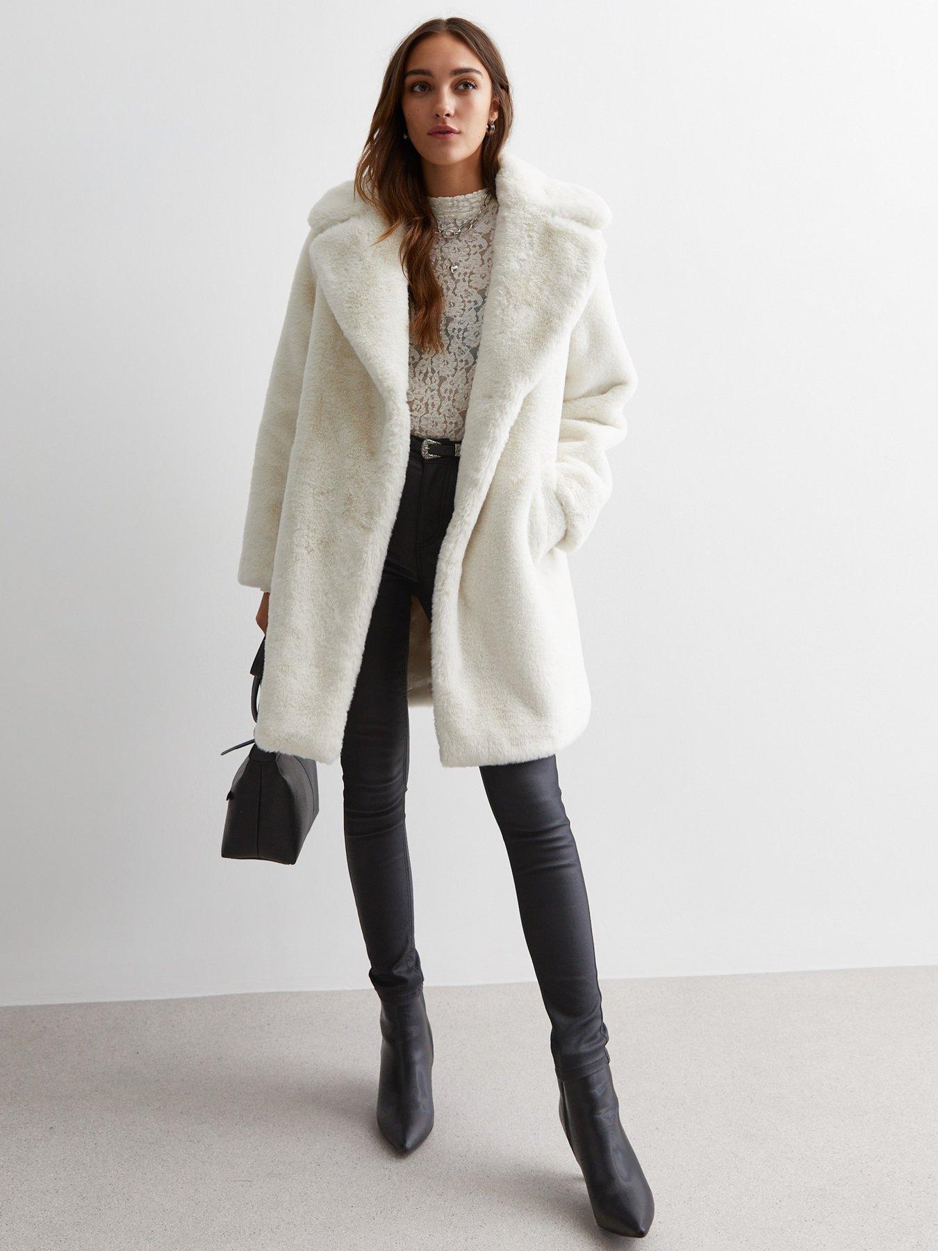 Cream faux shearling coat sale