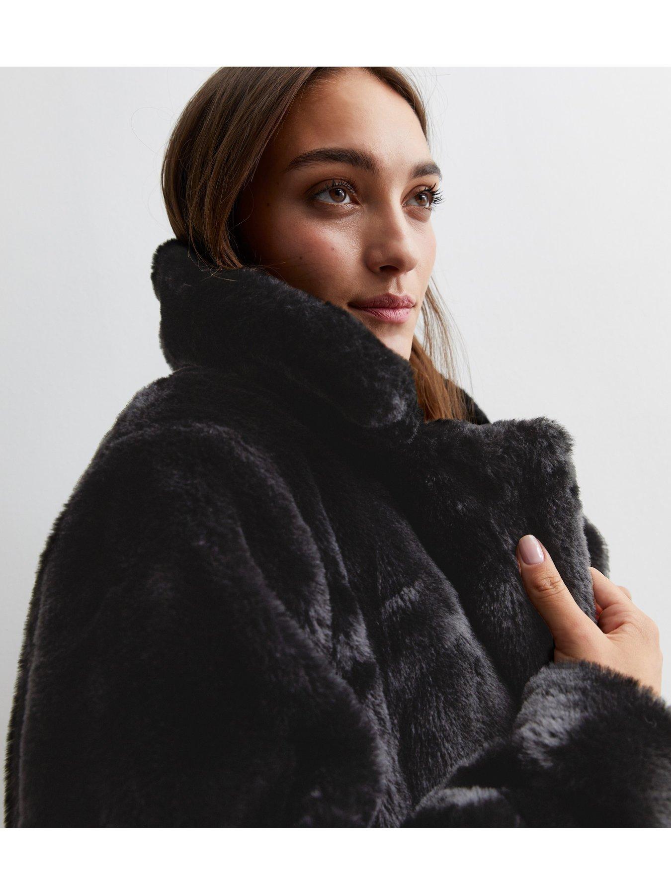 Newlook black faux fur coat best sale