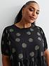  image of new-look-curves-black-spot-smock-midaxi-dress