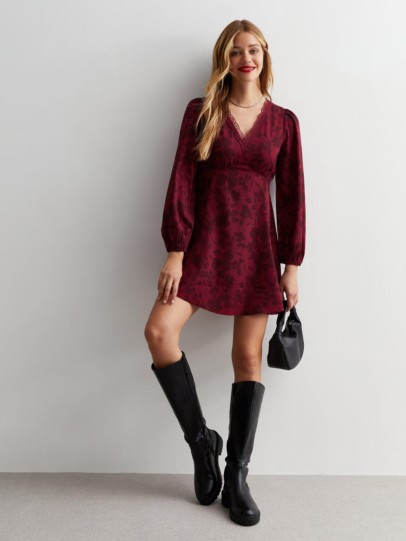 Red lace best sale dress new look