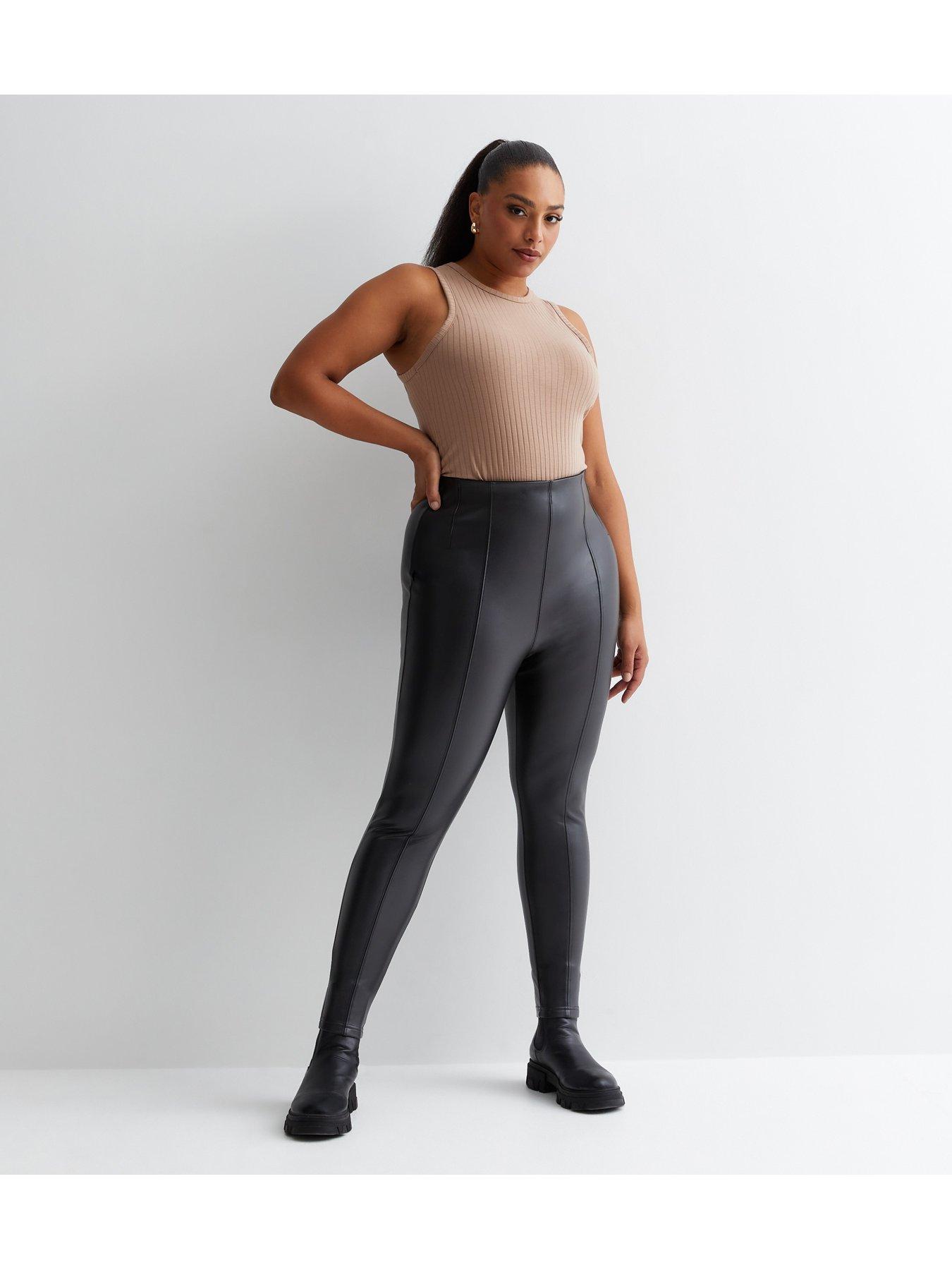 River Island High Waist Coated Matte Leggings - Black - Black