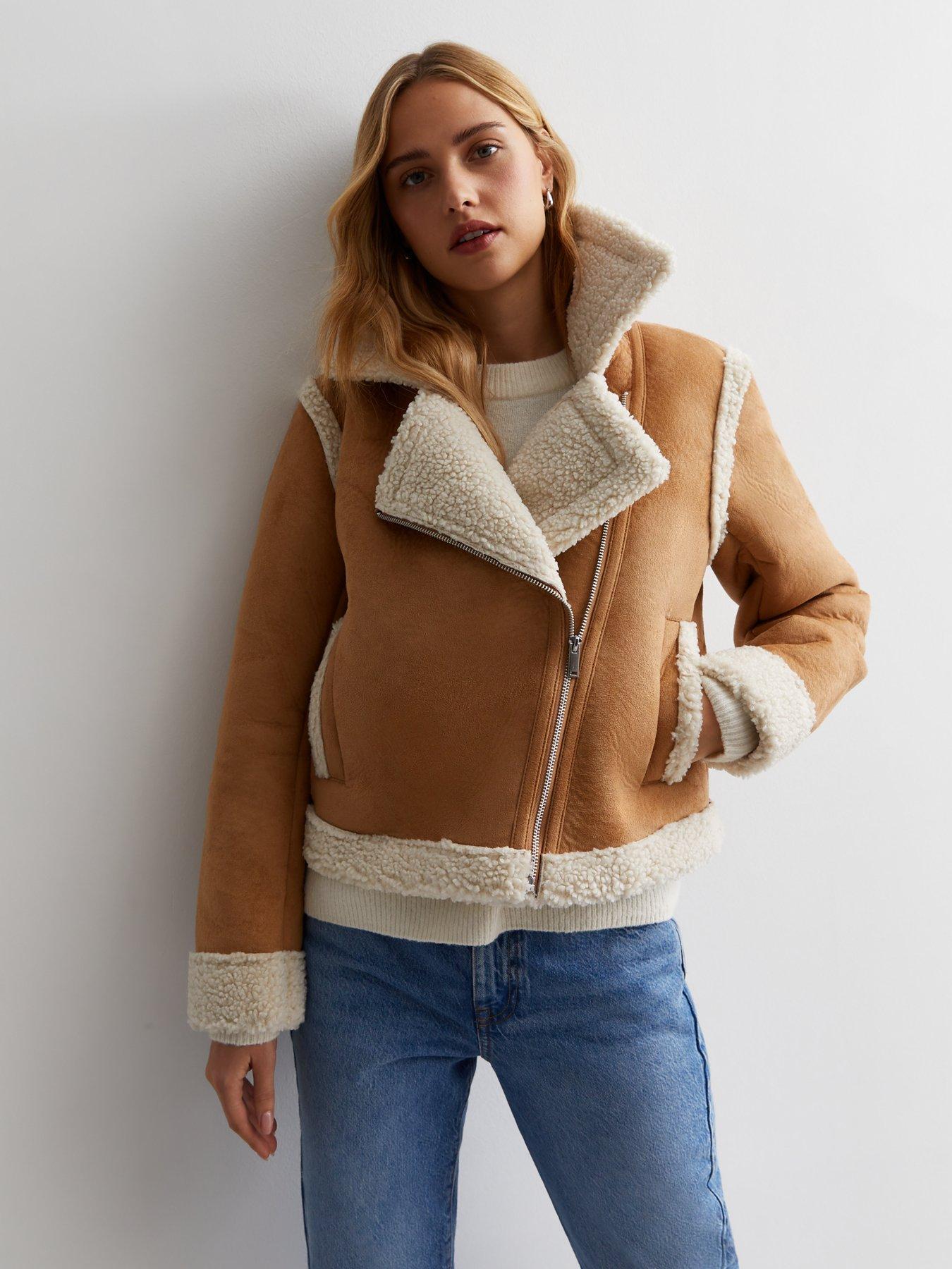 Faux shearling aviator clearance jacket