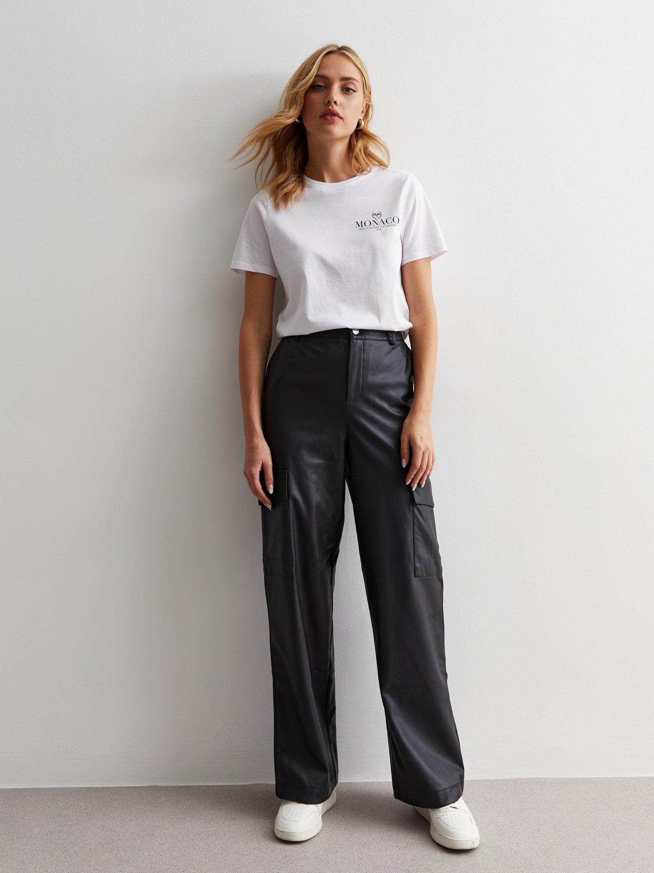 Faux Leather Belted Straight Leg Trousers by Sosandar Online, THE ICONIC