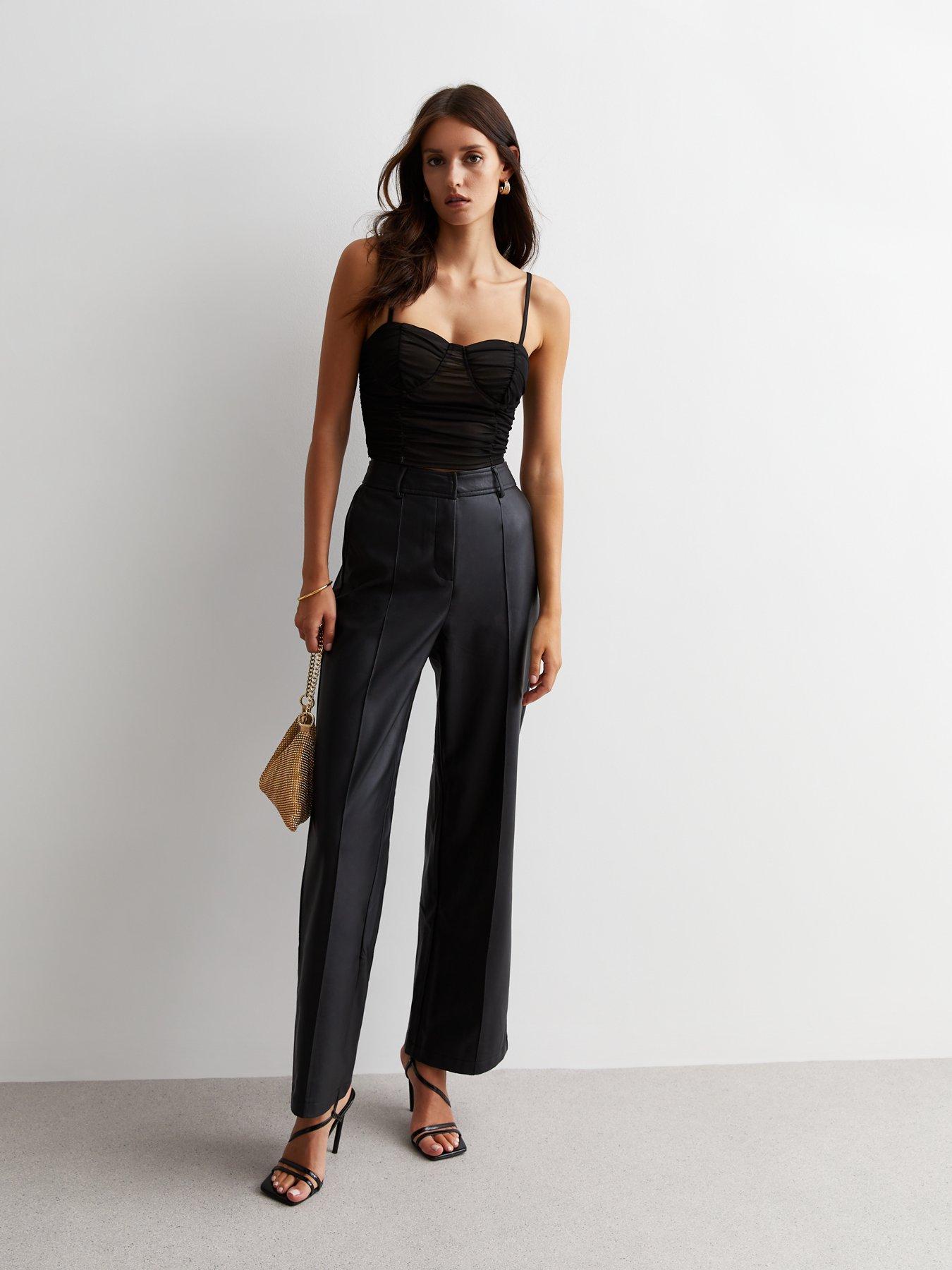 Long leg leather outlet look trousers