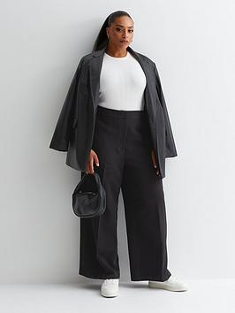 new look curves black wide leg trousers