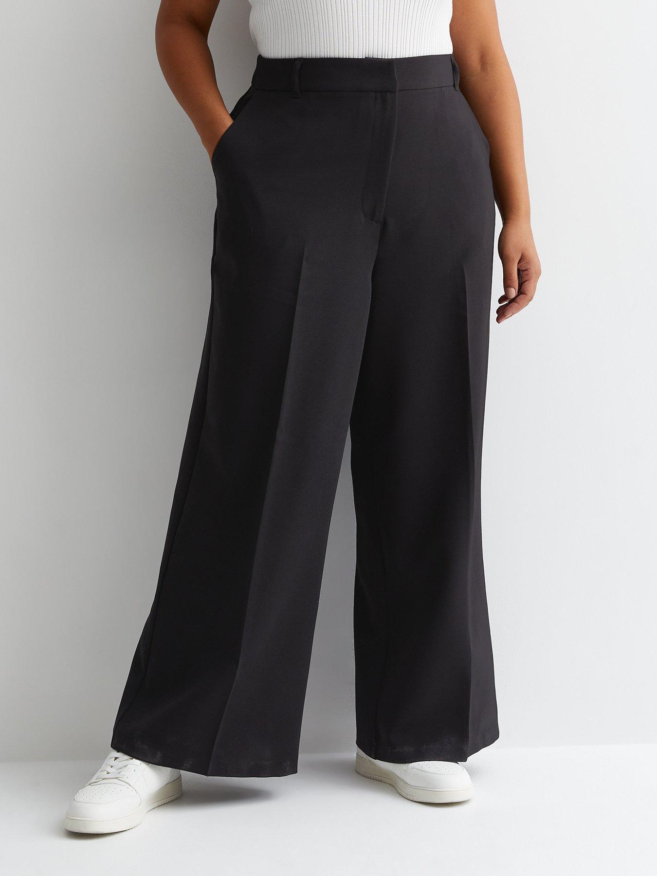 Curves Black Wide Leg Trousers