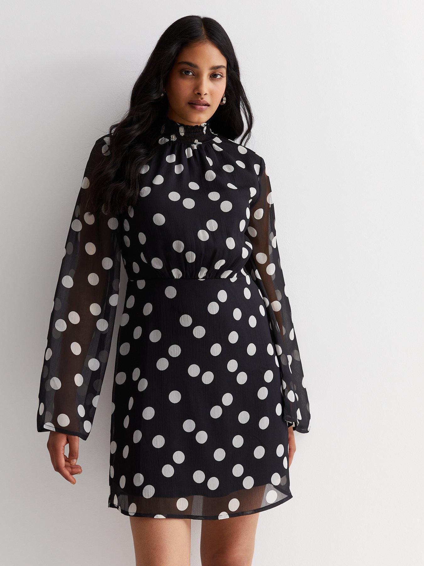 New look black polka hotsell dot dress