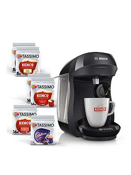 tassimo happy pod coffee machine tas1002gb7 & kenco/cadbury drinks bundle