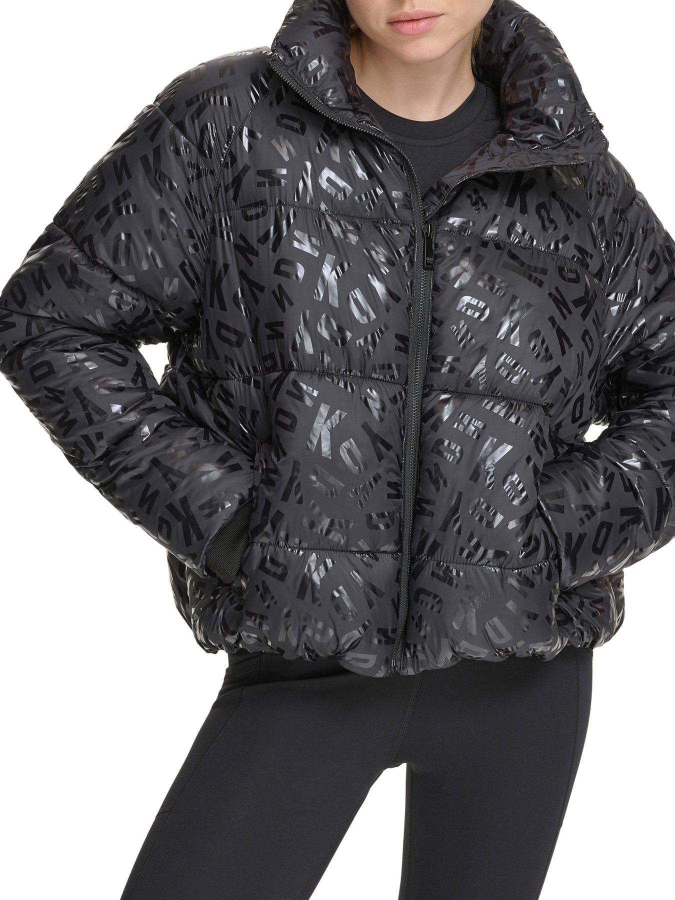 Boxy High Low Padded Jacket Black Logo