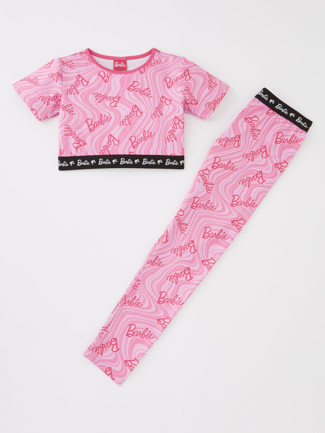 Barbie 2 piece printed pyjama set for girls. Set Includes short sleeve  T-Shirt and long pants 
