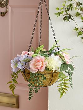Product photograph of Very Home 22-inch Spring Hanging Basket With Roses from very.co.uk