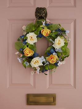 Product photograph of Very Home 20- Inch Spring Rose Wreath from very.co.uk