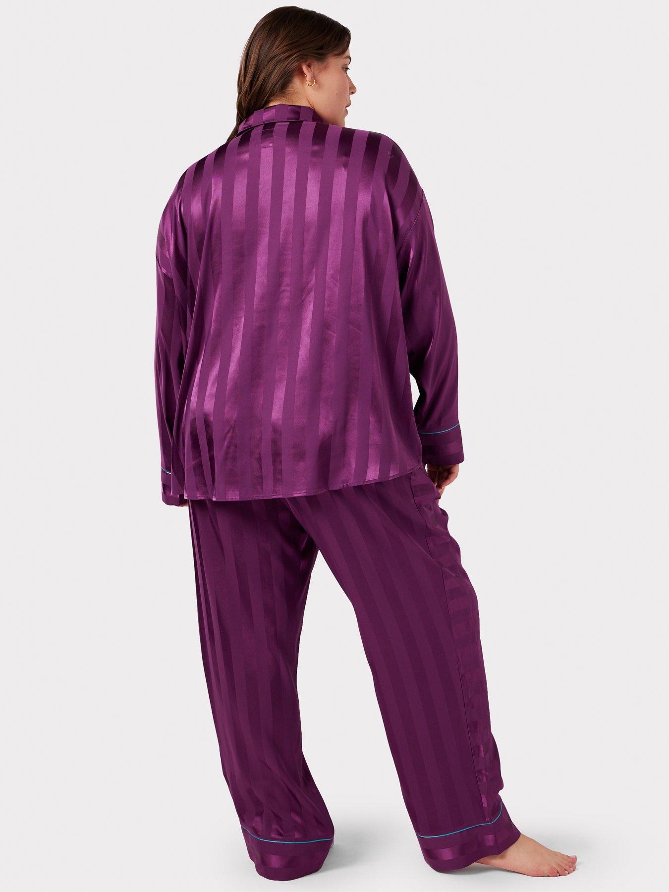 National Brushed Back Satin Pajamas, Lilac, 1X
