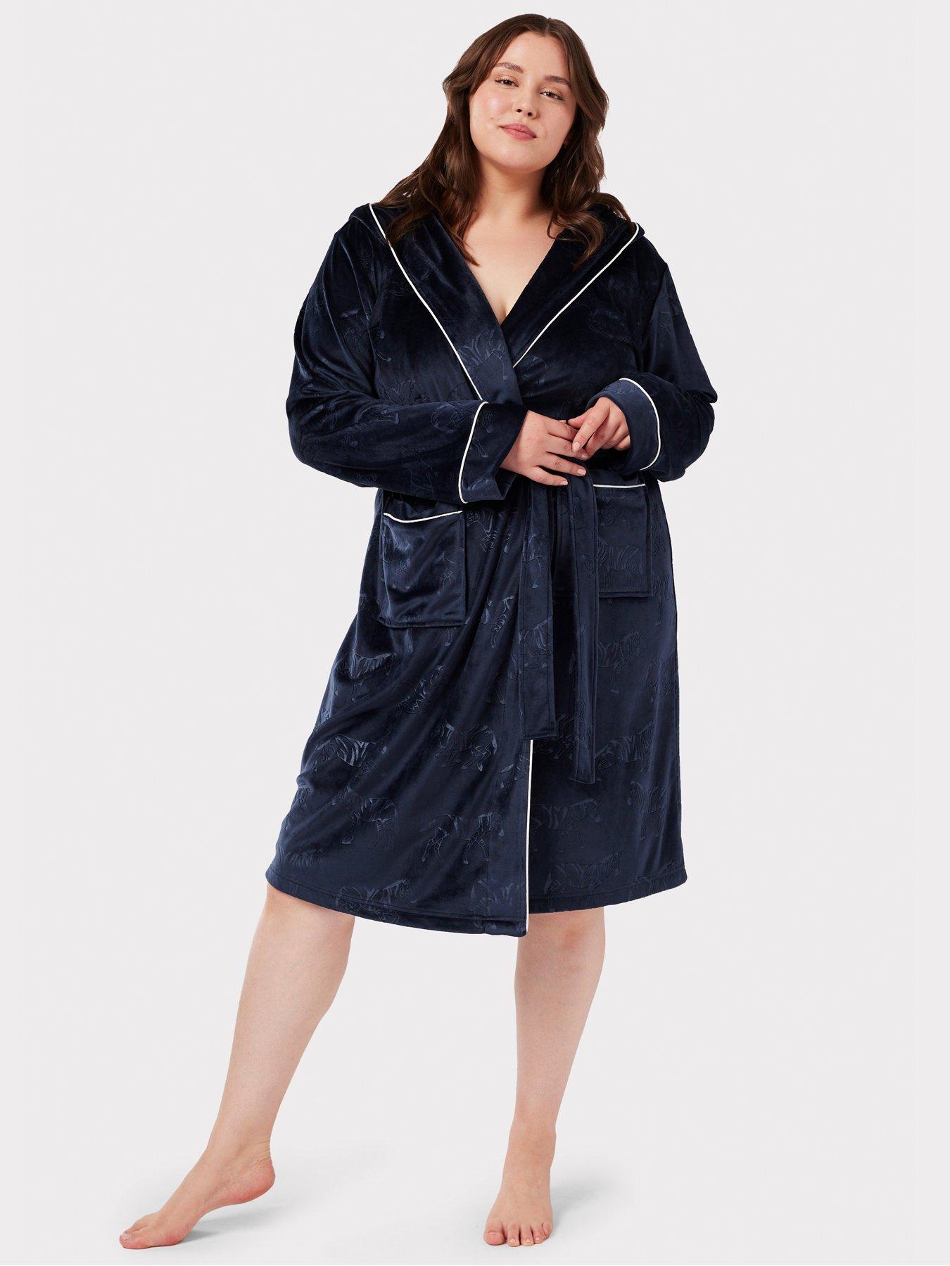 Navy hooded dressing online gown