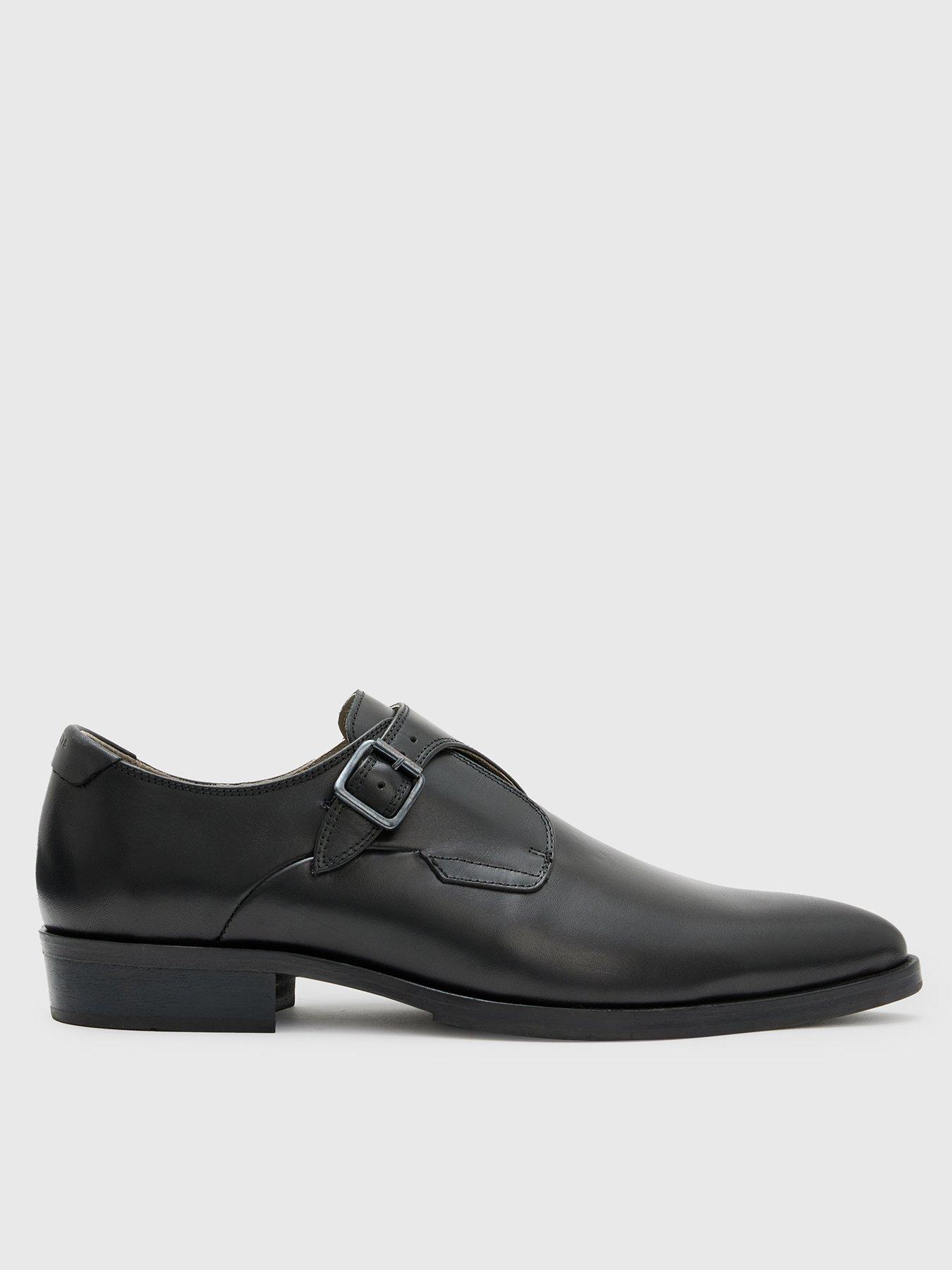 AllSaints Men's Keith Leather Monk Shoes - Black | very.co.uk