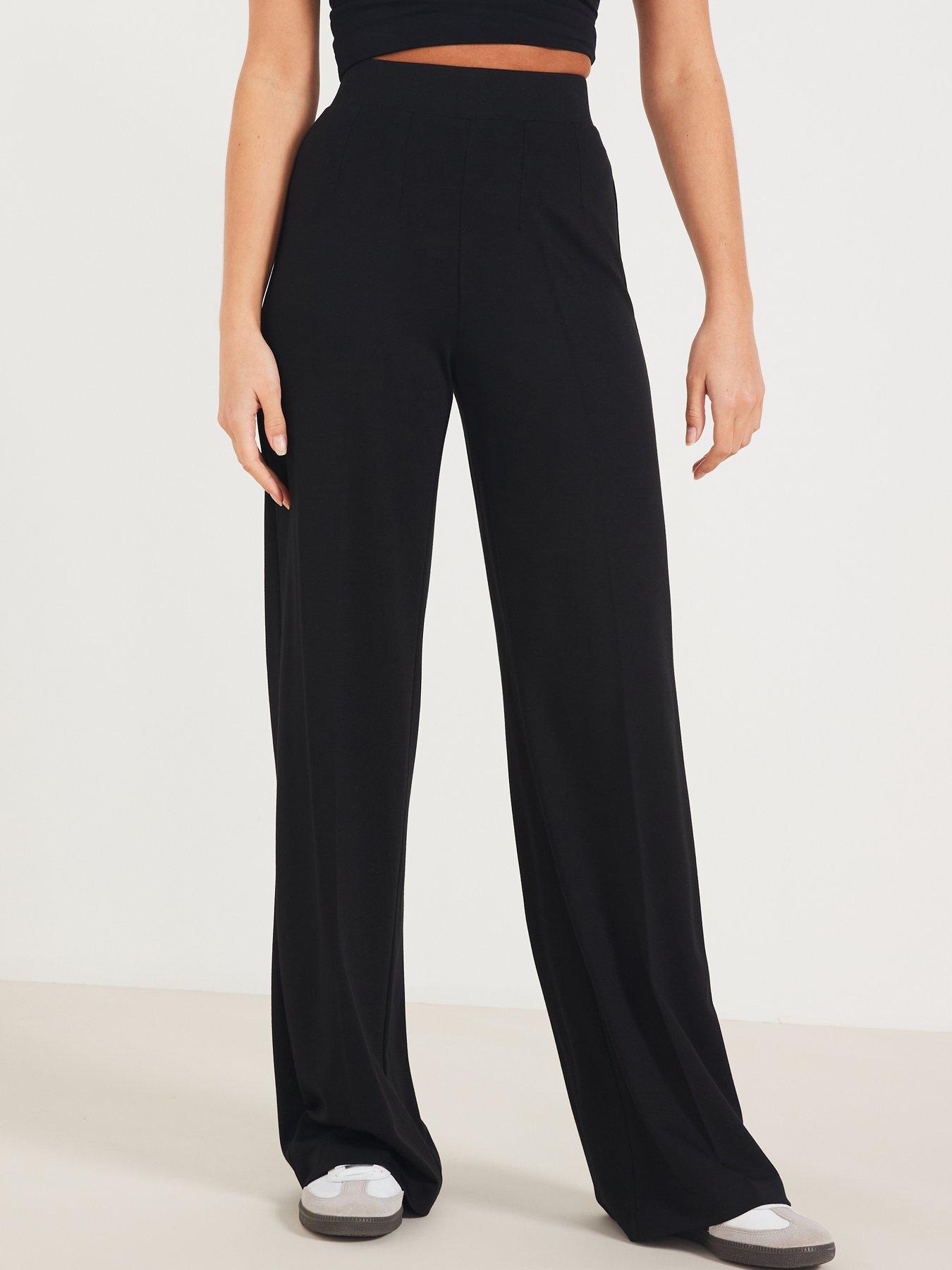 V by Very Jersey Wide Leg Trouser - Black