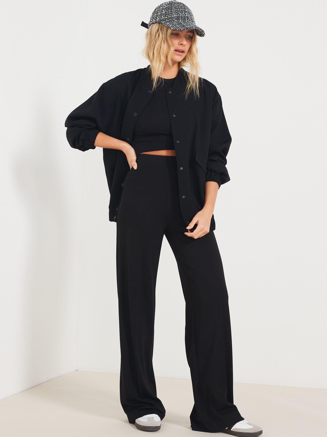 Image 4 of 5 of The Very Collection Jersey Wide Leg Trouser - Black
