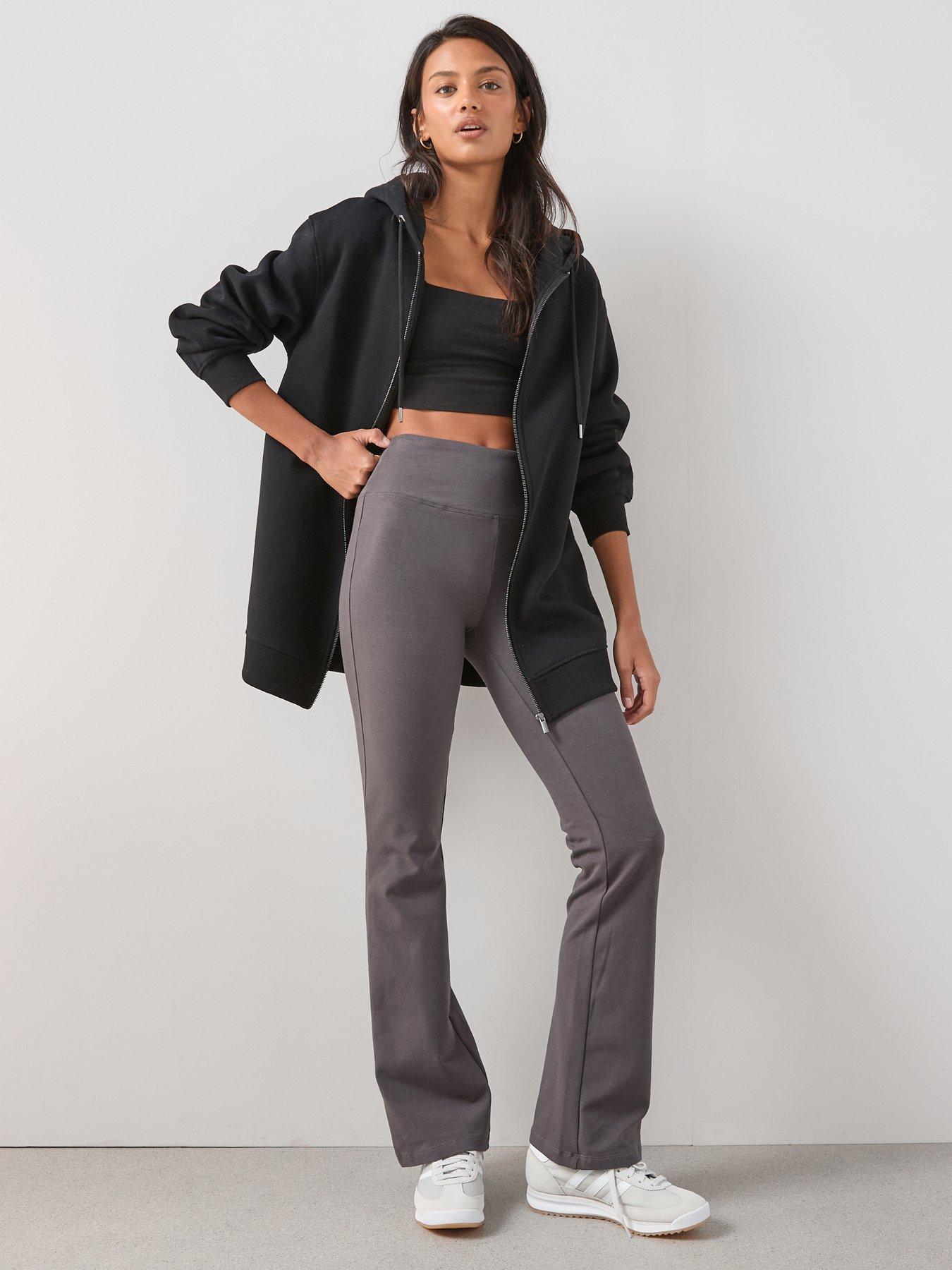 The Very Collection High Waist Flare Yoga Trousers - Charcoal
