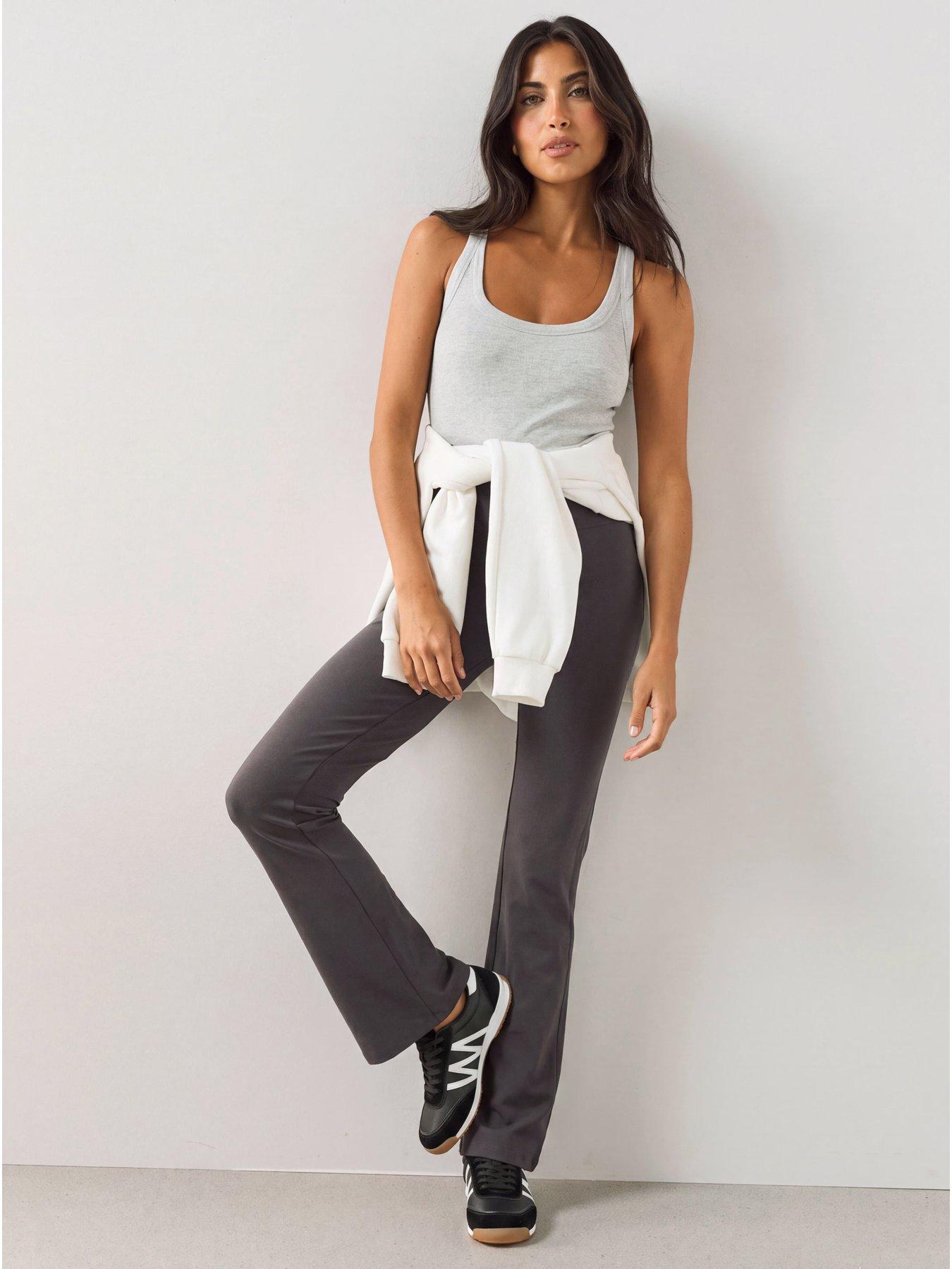The Very Collection High Waist Flare Yoga Trousers - Charcoal