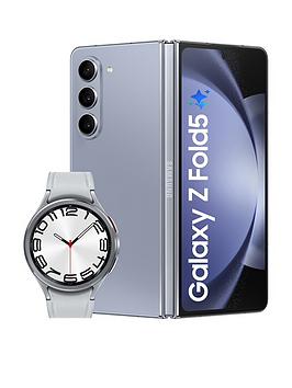 samsung galaxy z fold 5 (256gb, icy blue) with galaxy watch 6 classic 47mm (silver)