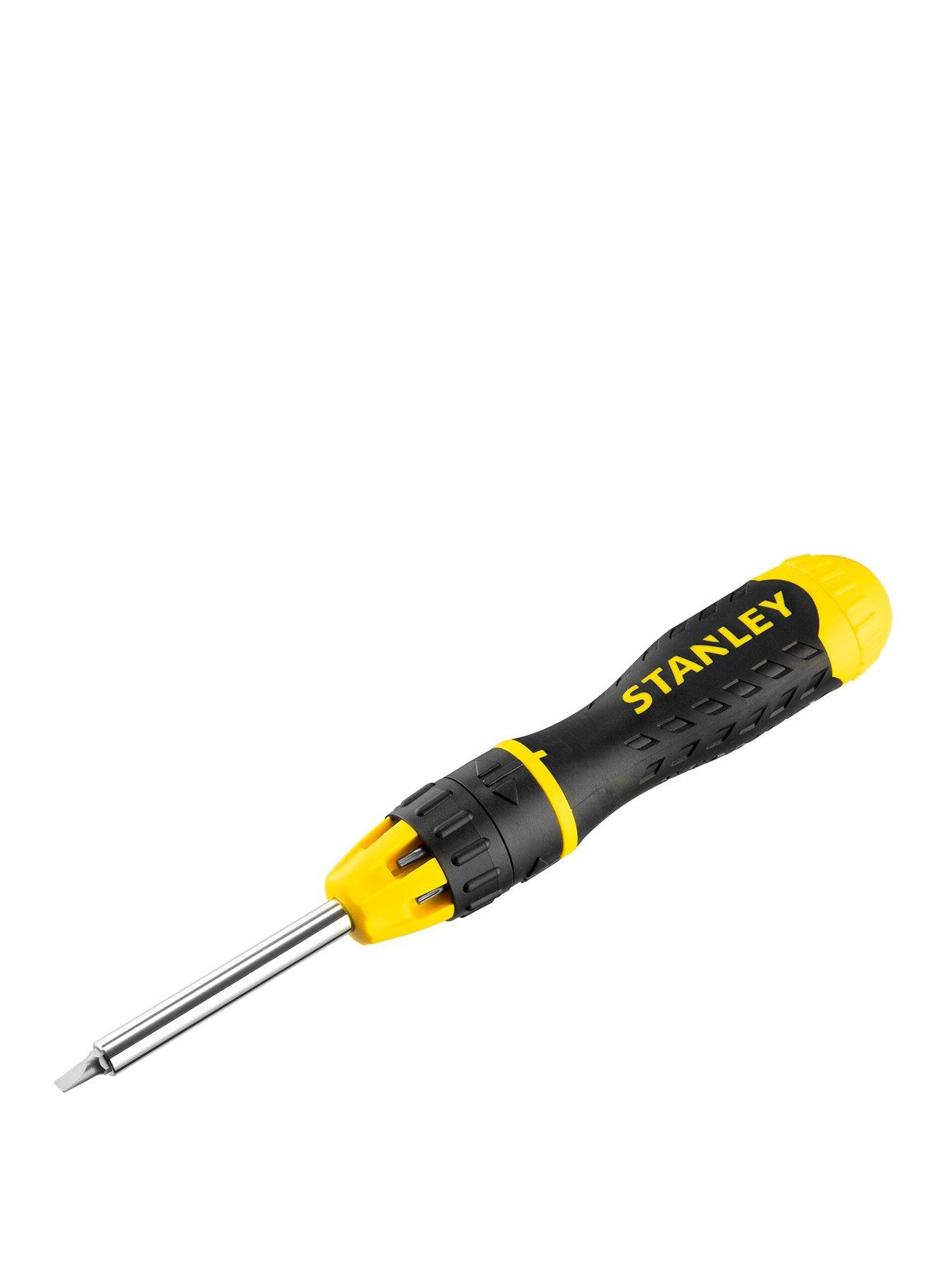 Product photograph of Stanley Multibit Ratcheting Screwdriver With 10 Bits from very.co.uk