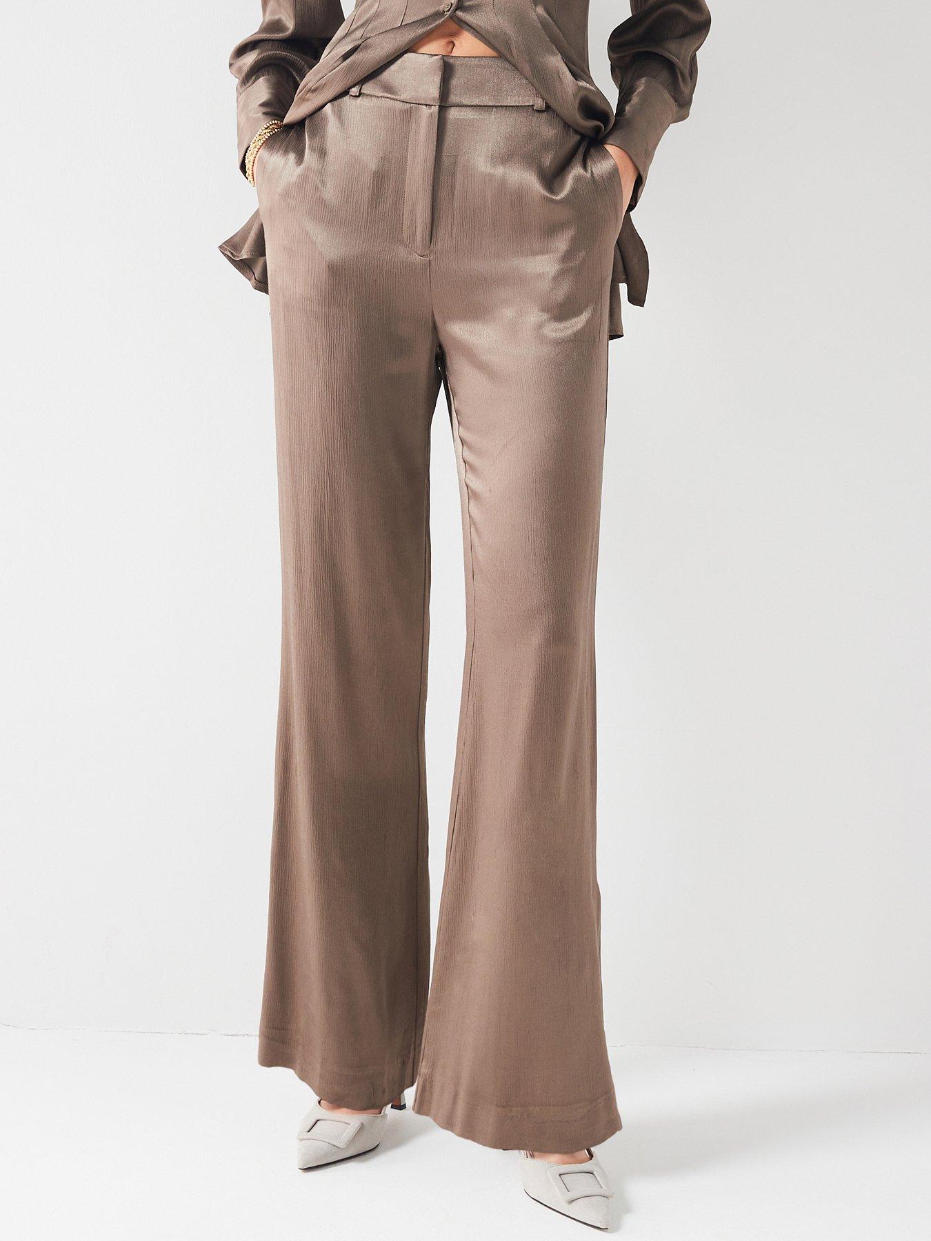 Only Petite oversized satin blazer and palazzo trouser co-ord in champagne