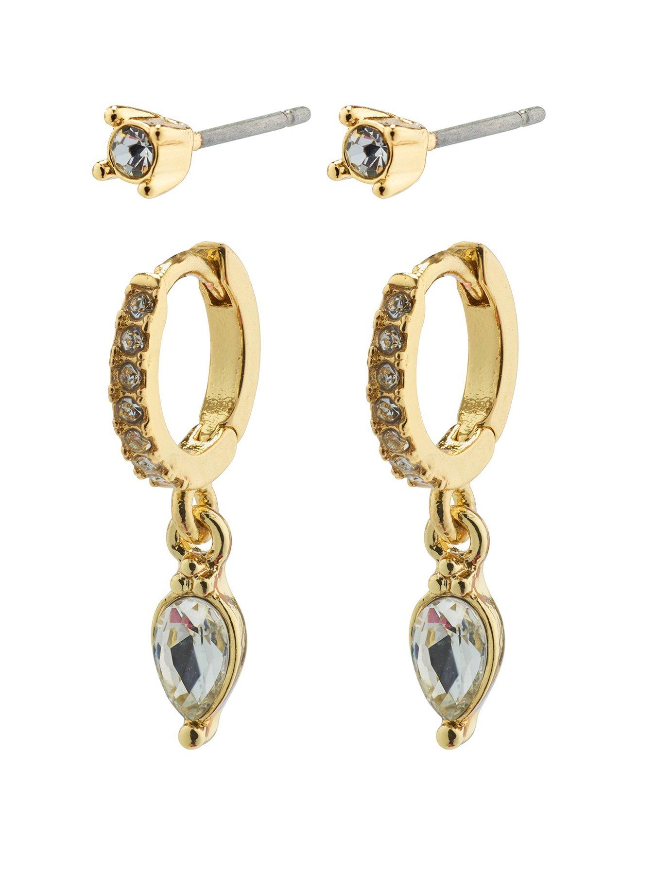 Image of Pilgrim ELZA   crystal earrings 2-in-1 set gold-plated