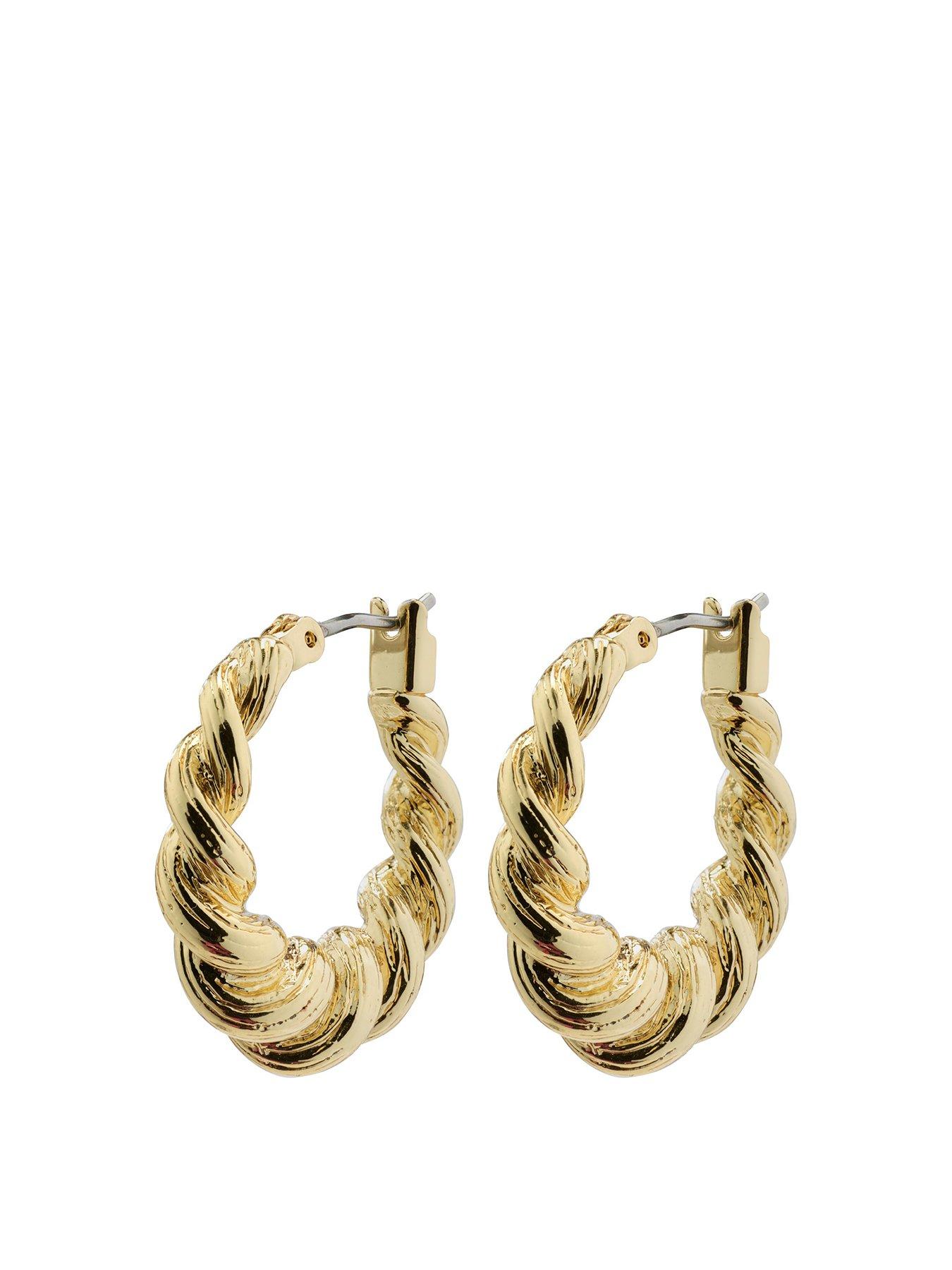 Product photograph of Pilgrim Eileen Twirl Hoop Earrings Gold-plated from very.co.uk