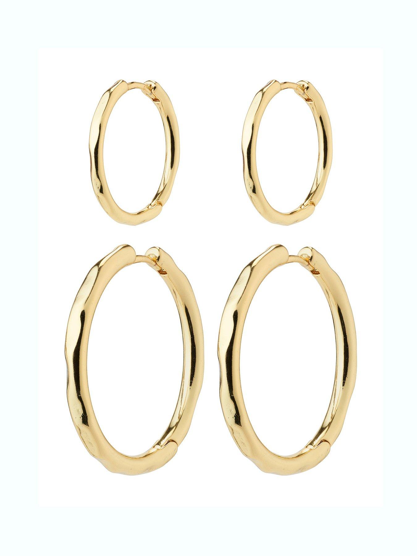 Product photograph of Pilgrim Eve Hoop Earrings 2-in-1 Set Gold-plated from very.co.uk