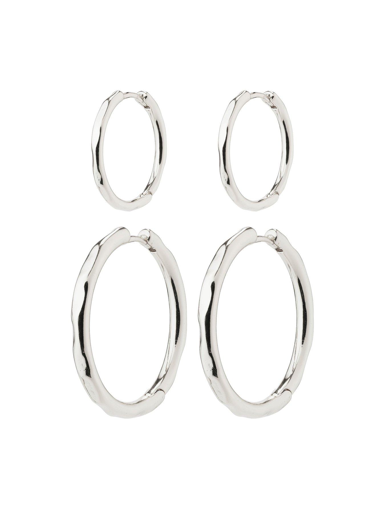 Product photograph of Pilgrim Eve Hoop Earrings 2-in-1 Set Silver-plated from very.co.uk