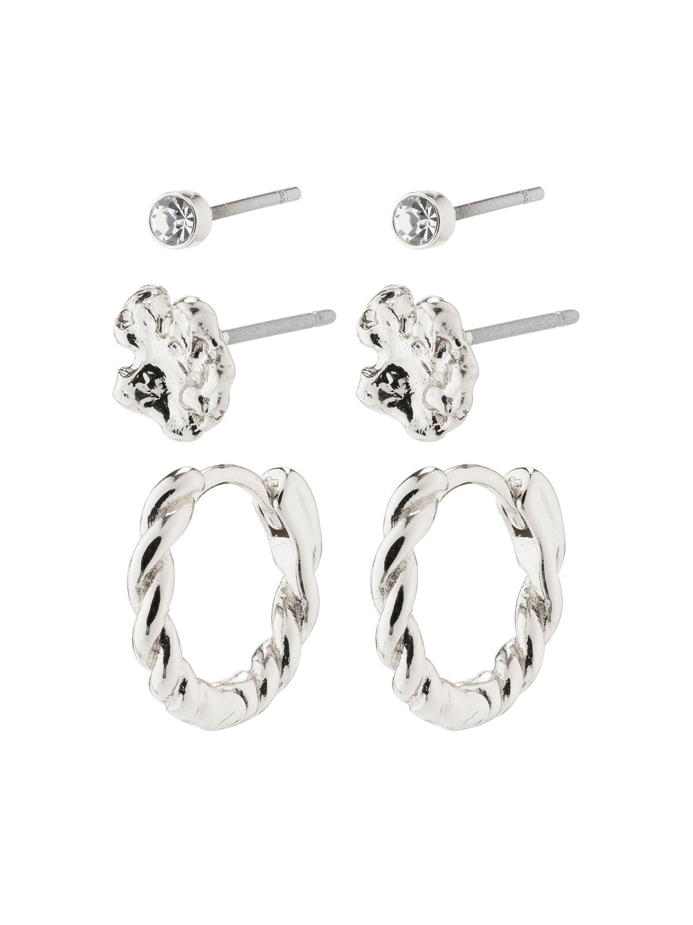 Image 1 of 3 of Pilgrim EMANUELLE earrings 3-in-1 set silver-plated