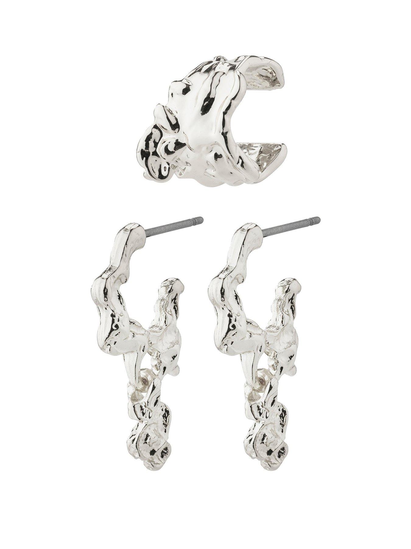 undefined RHYTHM Silver Plated Hooped Earrings and 1 Matching Cuff