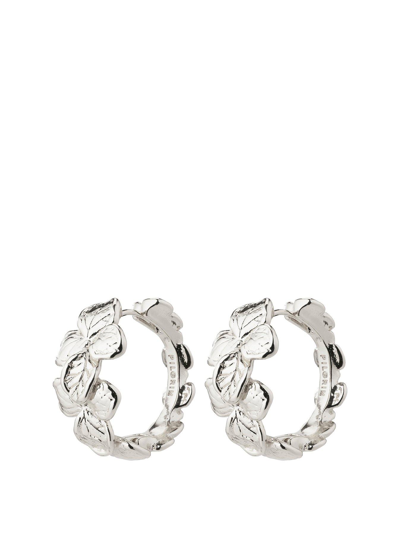 Product photograph of Pilgrim Echo Hoop Earrings Silver-plated from very.co.uk