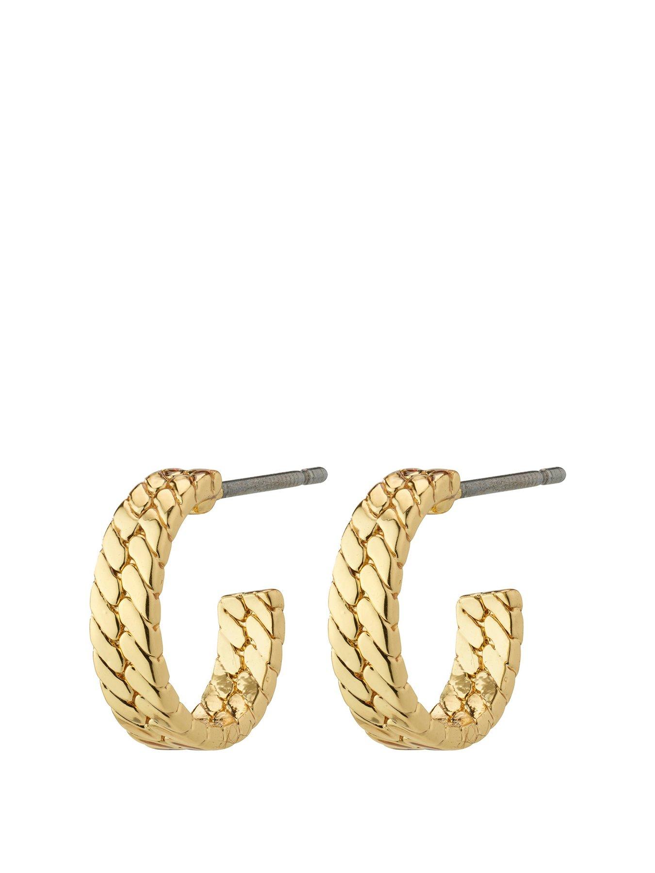 Product photograph of Pilgrim Joanna Gold Plated Snake Chain Hoop Earrings from very.co.uk