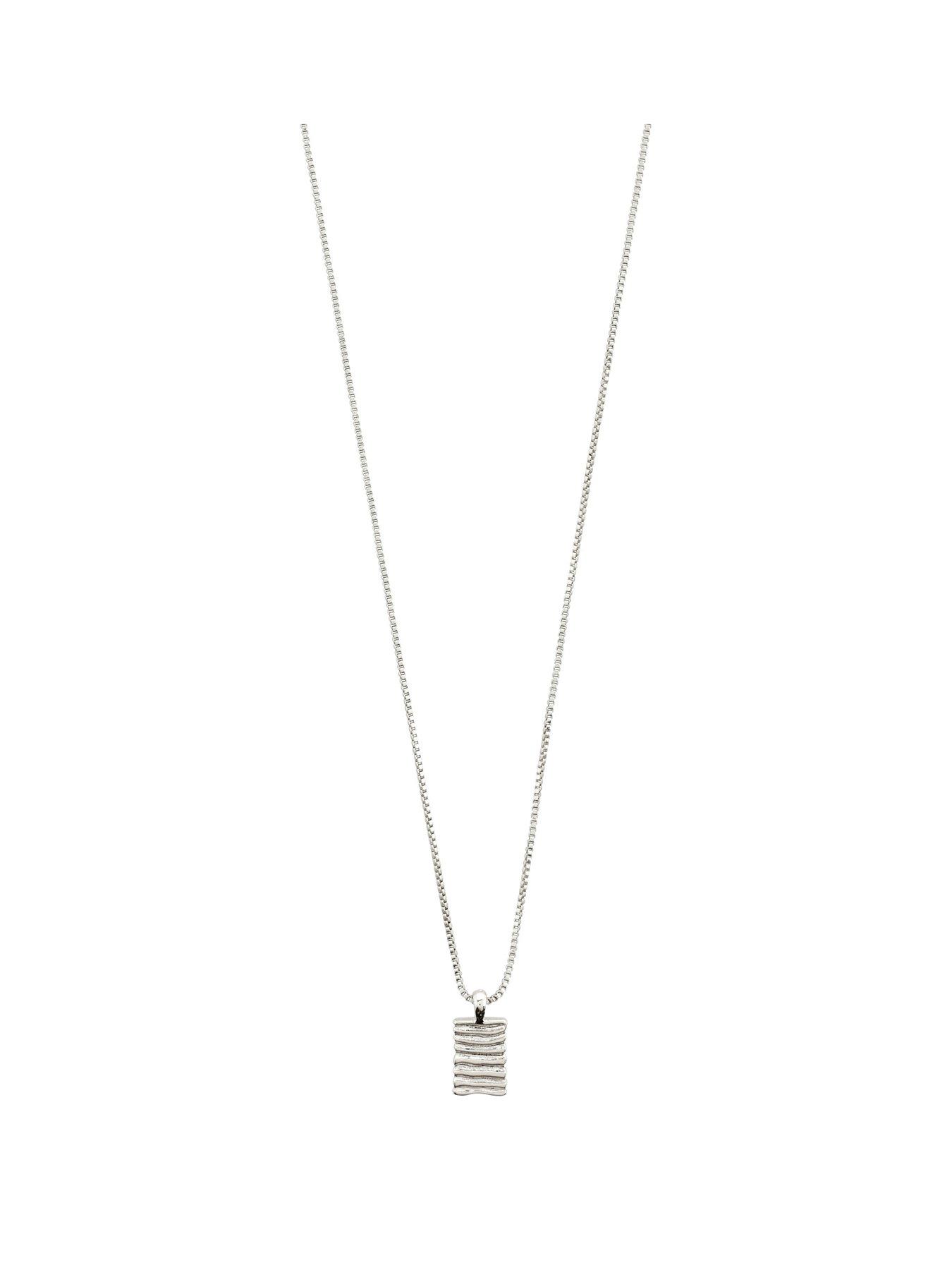 Product photograph of Pilgrim Jemma Square Pendant Necklace Silver-plated from very.co.uk