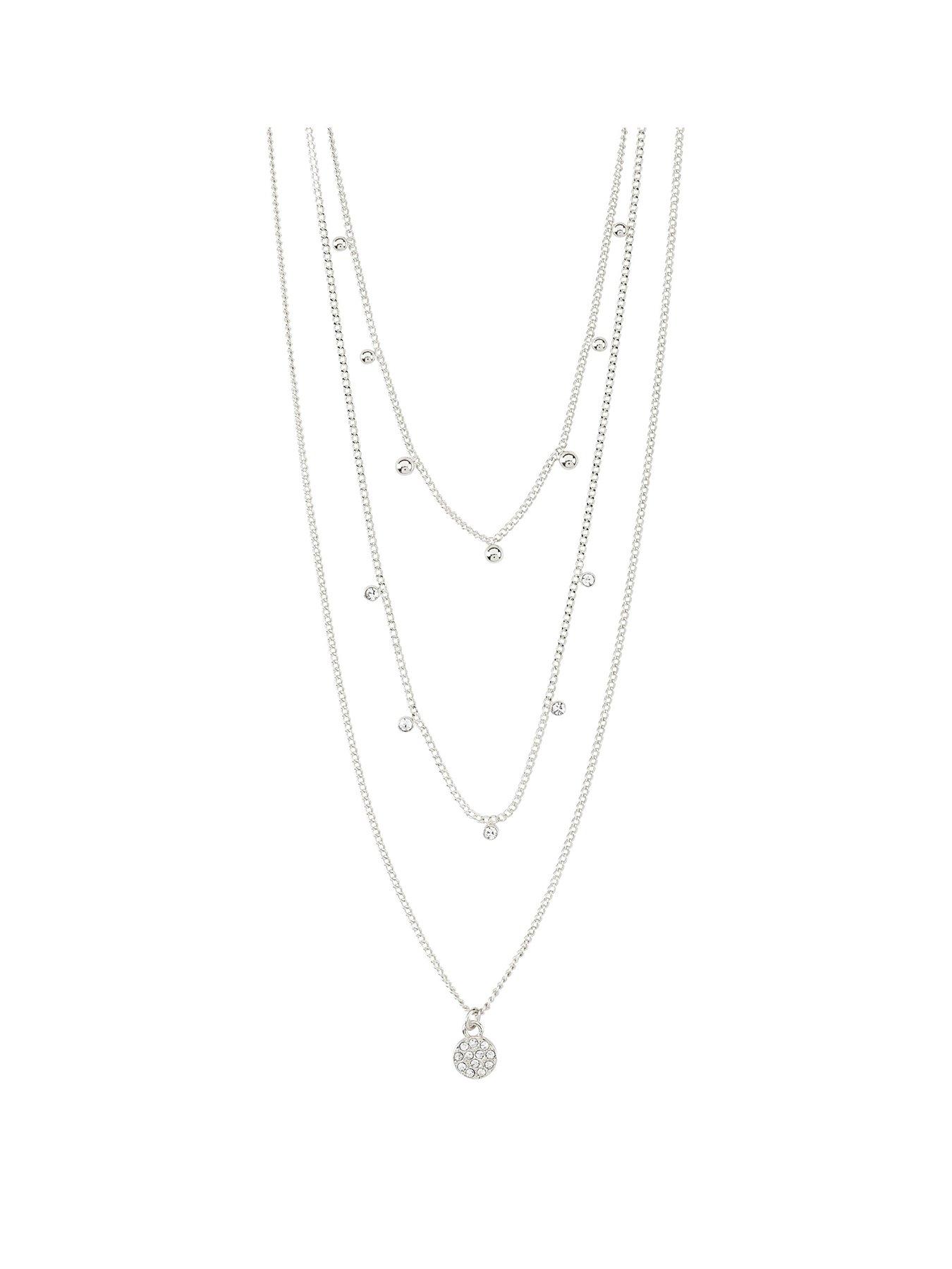 Product photograph of Pilgrim Chayenne Crystal Necklace Silver-plated from very.co.uk