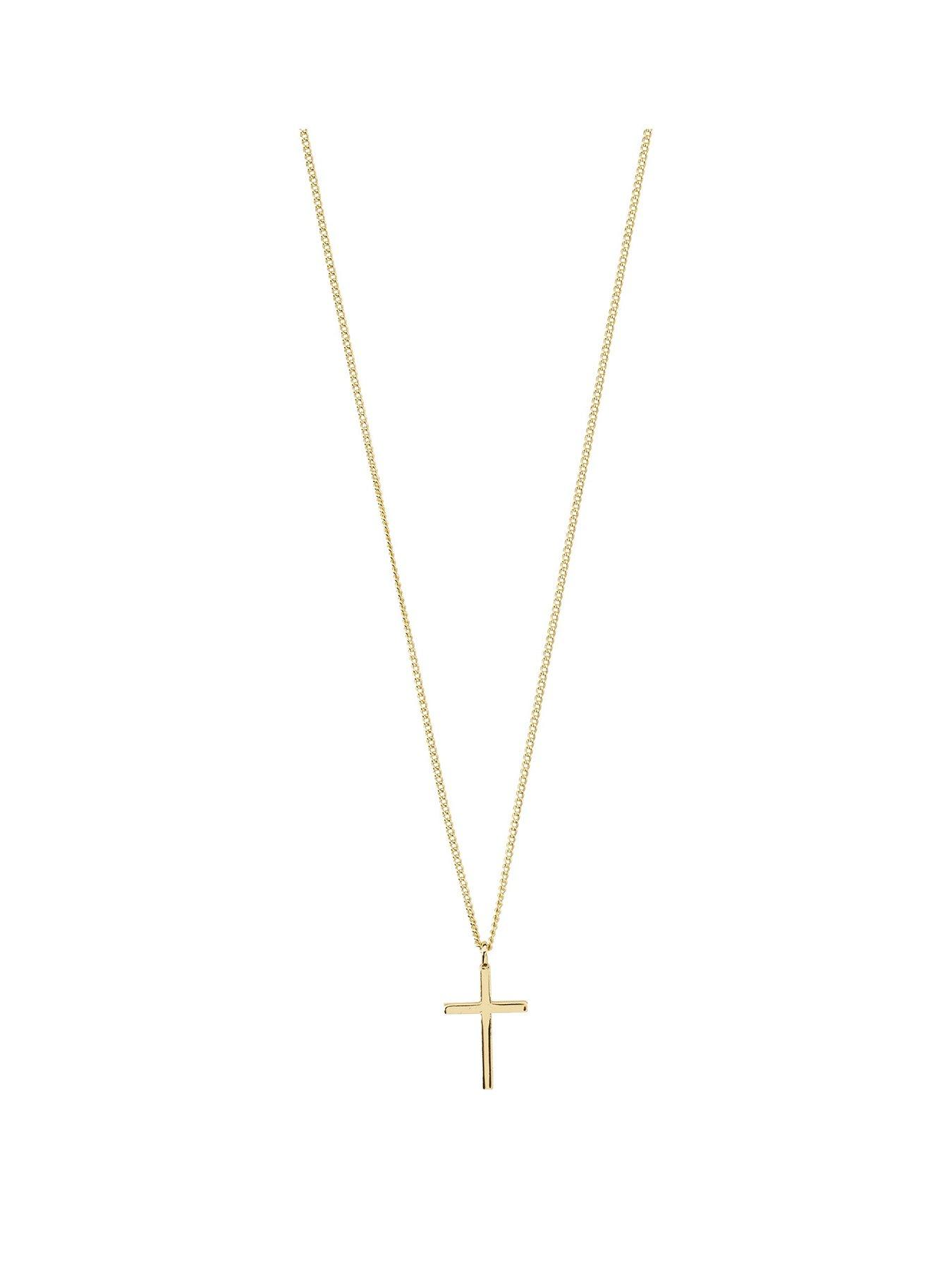 Product photograph of Pilgrim Daisy Cross Pendant Necklace Gold-plated from very.co.uk