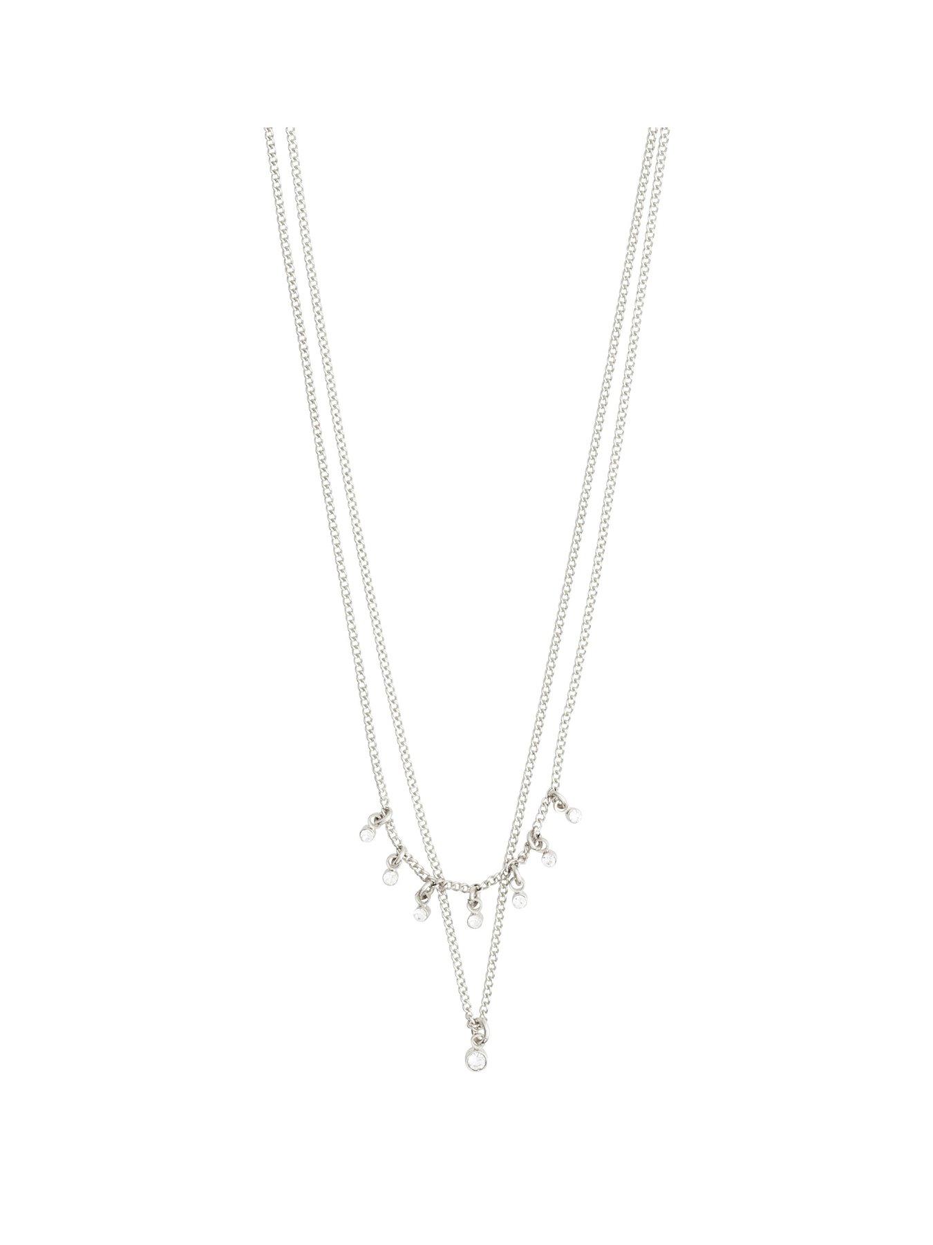 Product photograph of Pilgrim Sia Crystal Chain 2-in-1 Silver-plated from very.co.uk