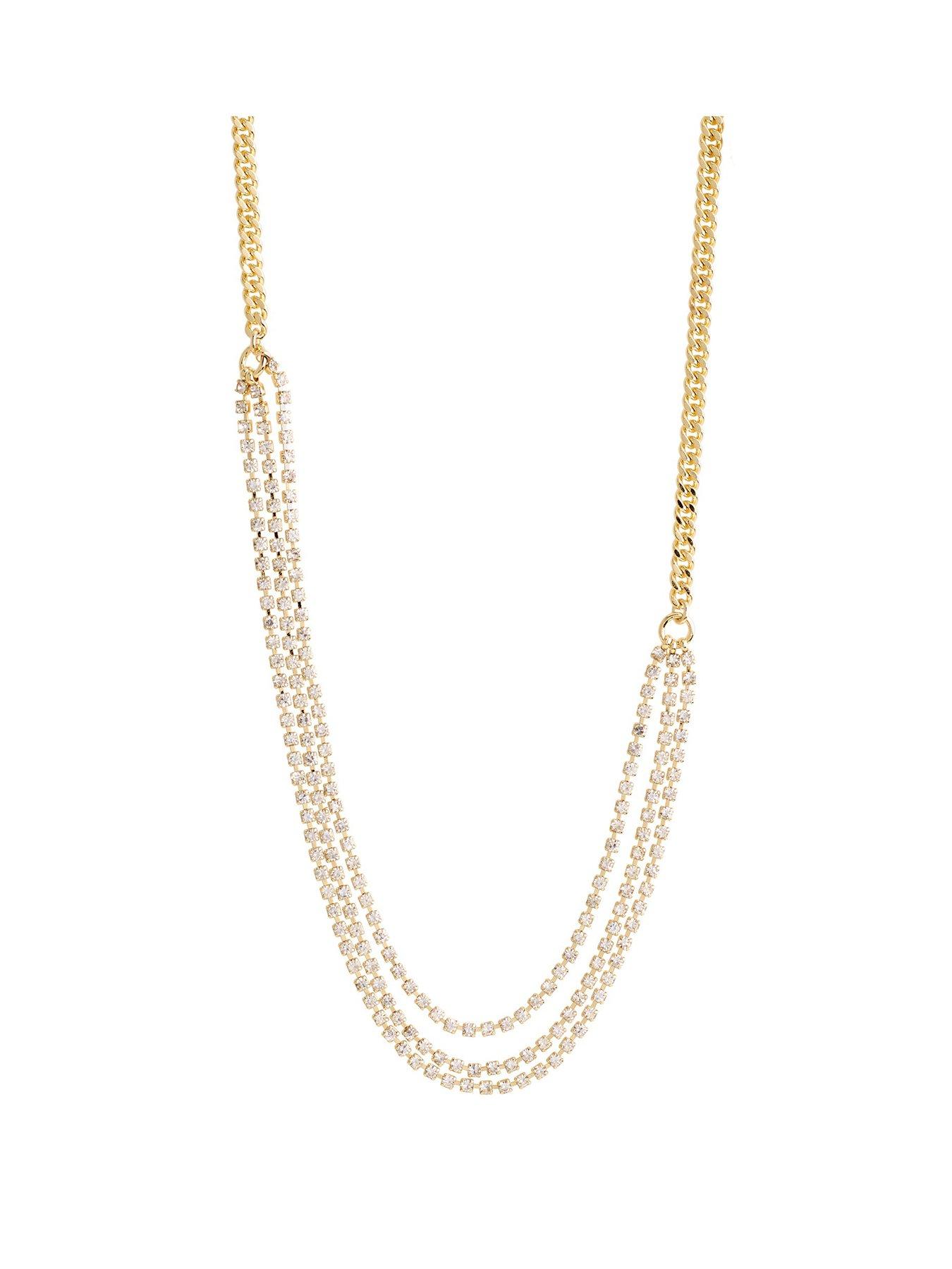 Product photograph of Pilgrim Blink Gold-plated Crystal Necklace from very.co.uk