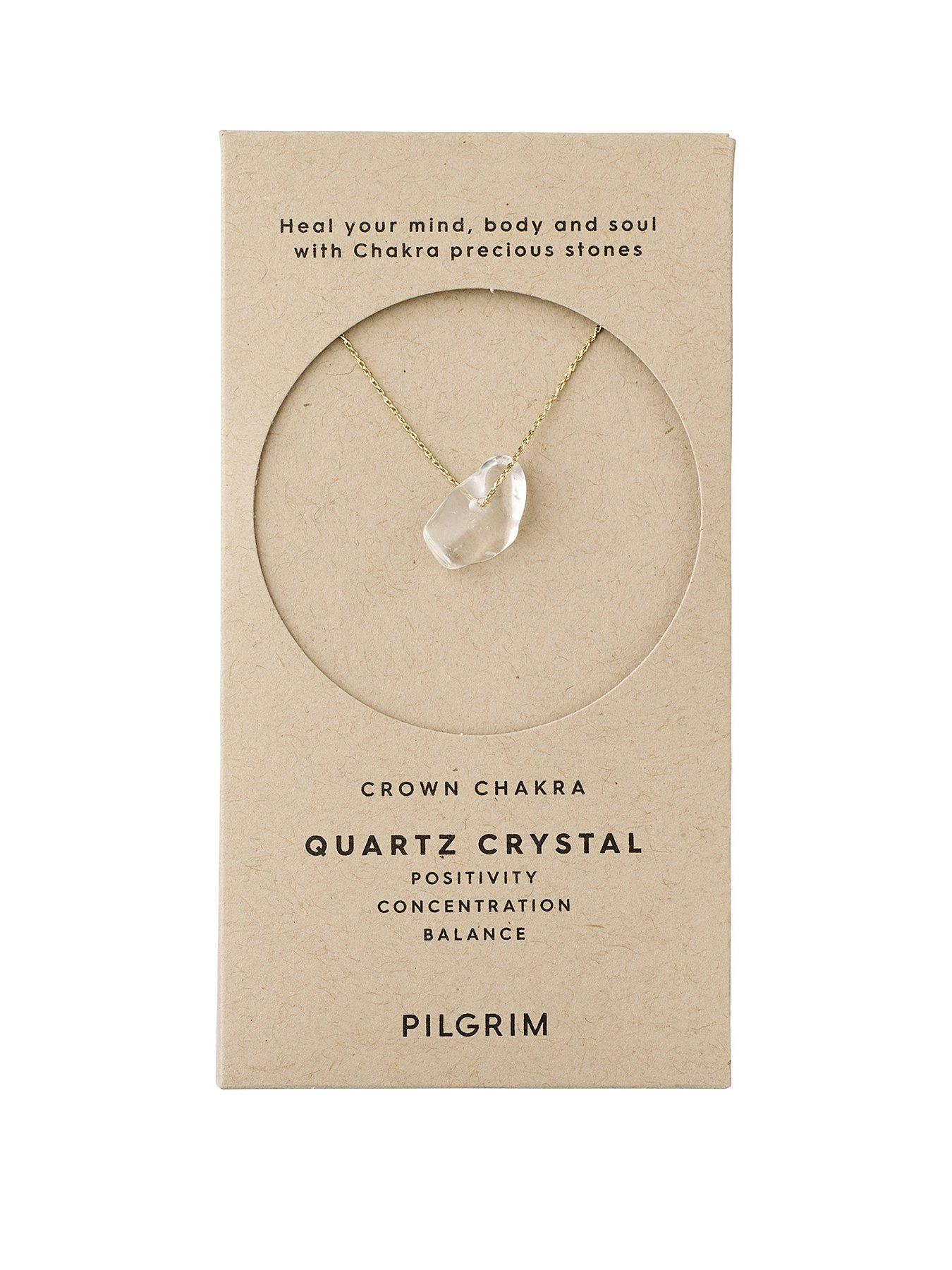Product photograph of Pilgrim Chakra Quartz Crystal Necklace Gold-plated from very.co.uk