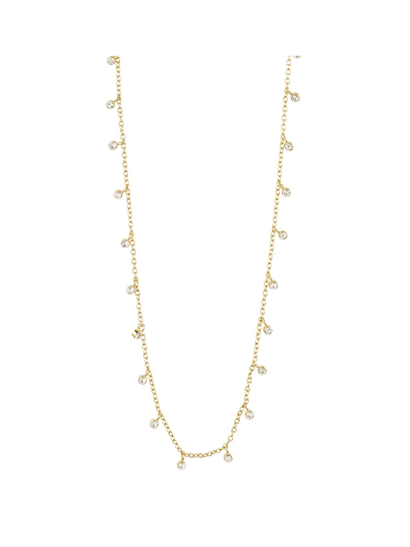 Product photograph of Pilgrim Maja Crystal Multi Drops Necklace Gold-plated from very.co.uk