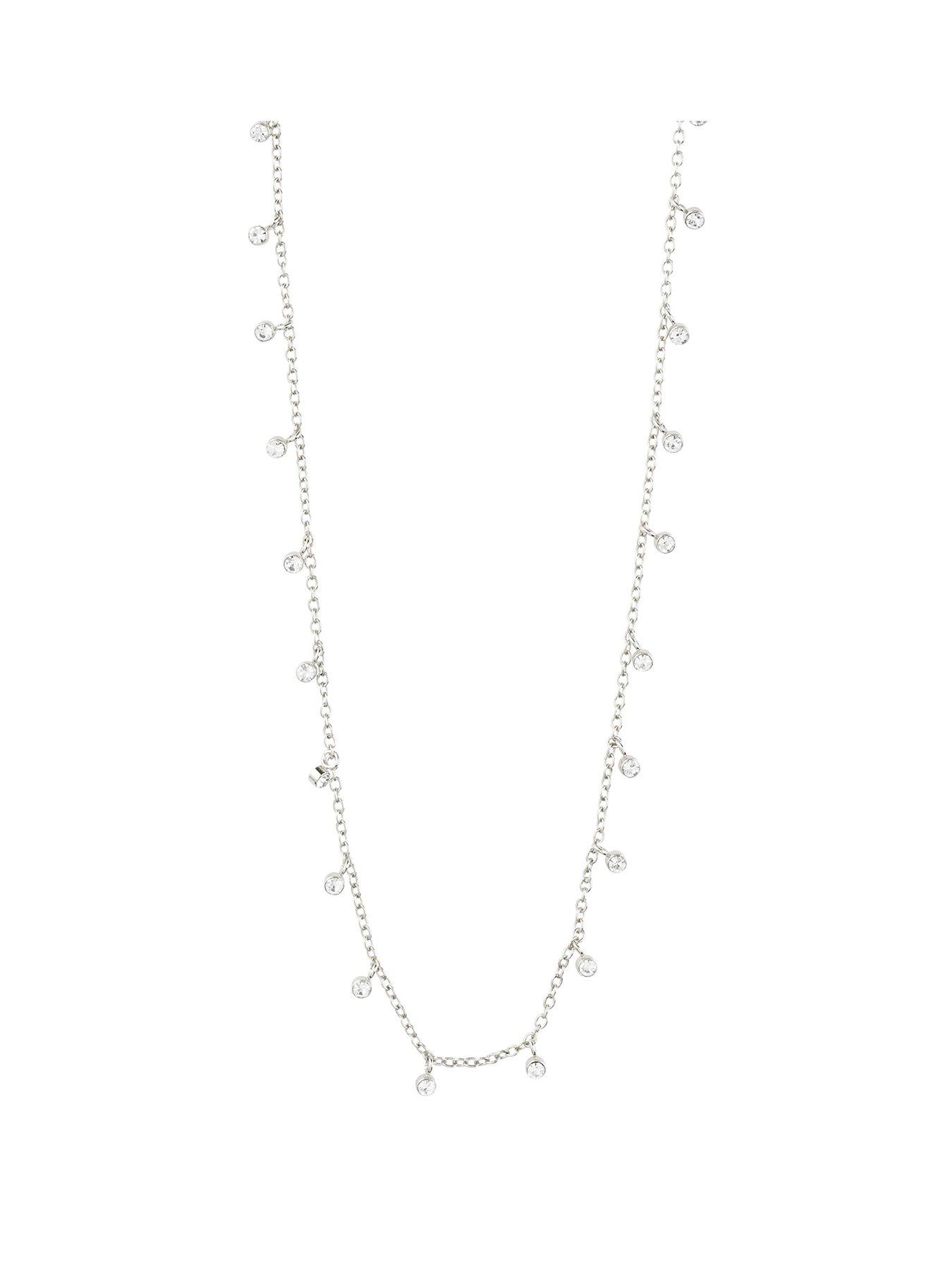 Product photograph of Pilgrim Maja Crystal Multi Drops Necklace Silver-plated from very.co.uk