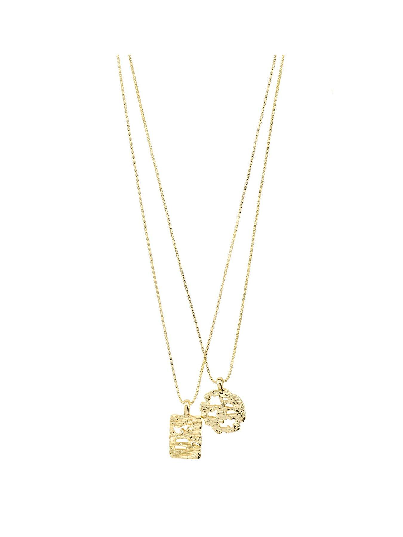 Product photograph of Pilgrim Brenda Pendant Necklace 2-in-1 Set Gold-plated from very.co.uk