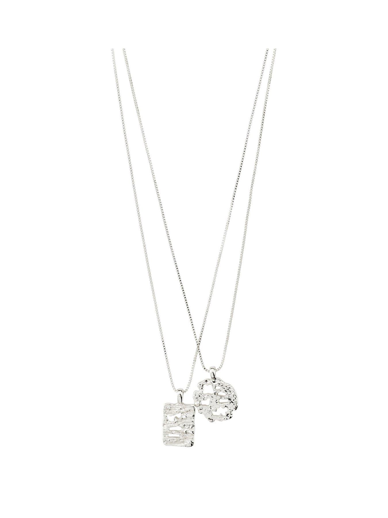 Product photograph of Pilgrim Brenda Pendant Necklace 2-in-1 Set Silver-plated from very.co.uk