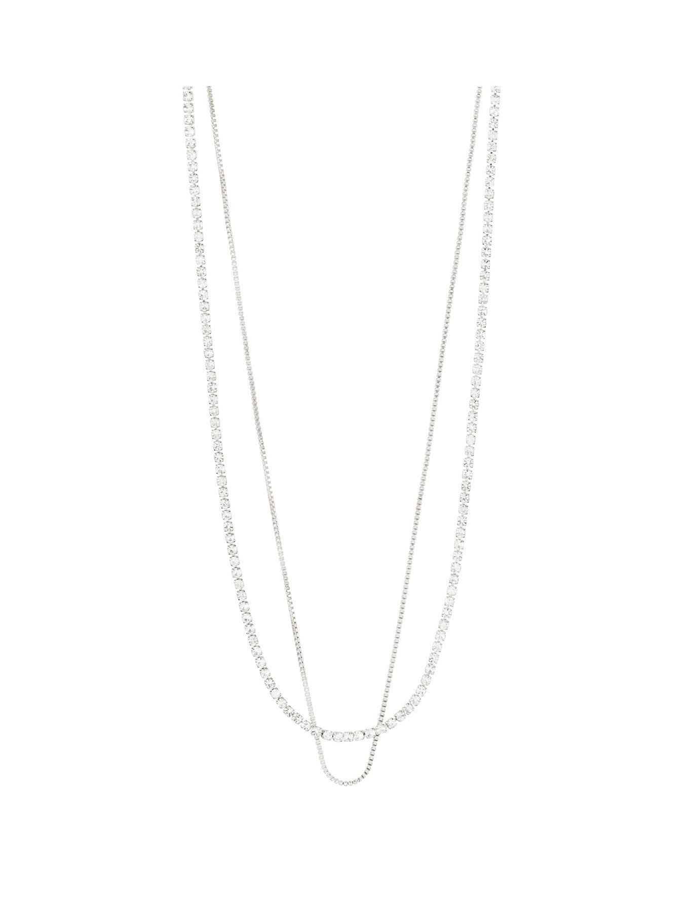 undefined MILLE crystal necklace 2-in-1 silver-plated