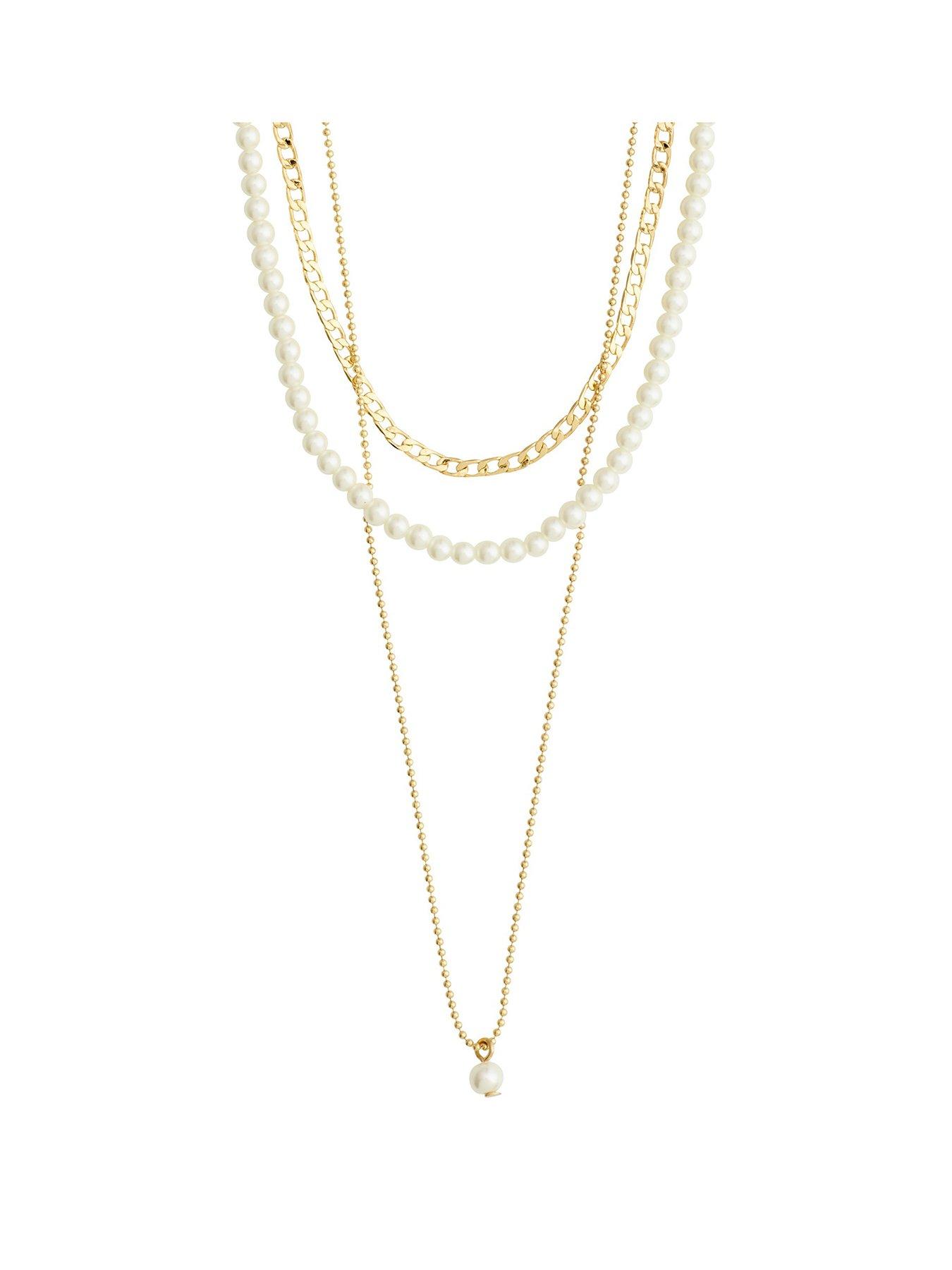 Product photograph of Pilgrim Baker Necklace 3-in-1 Set Gold-plated from very.co.uk