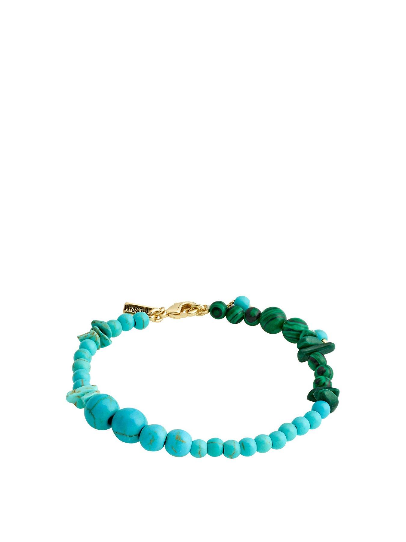 Product photograph of Pilgrim Soulmates Bracelet Blue Gold-plated from very.co.uk